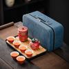 Outdoor camping travel Kung Fu tea set, teapot, ceramic Kuaike teacup, tea tray, portable Guochao gifts