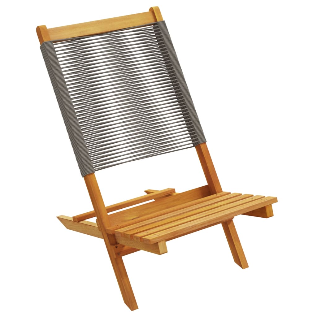 Garden Chairs 2 pcs Grey Solid Acacia Wood and Polypropylene