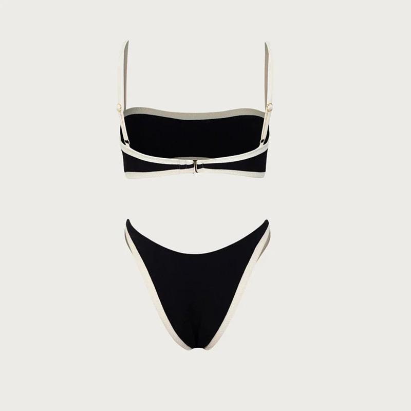 2024 European & American Tube Top Swimsuit: Women's High-Waist, Sexy, Big Chest, Color-Matched Bikini Briefs