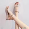 Fashion pearl beading transparent platform sandals women thick bottom summer wedges shoes ankle strap gladiator sandalias mujer 2025