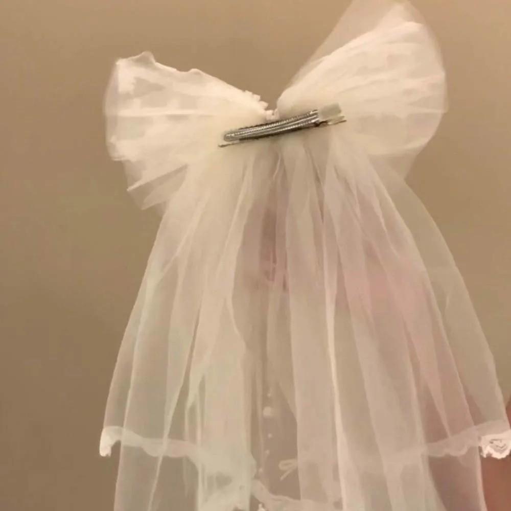 Mesh Beads Bow Veil Hair Clip Bridal Tulle Girls Headdress Fashion Head Gauze Party Cosplay