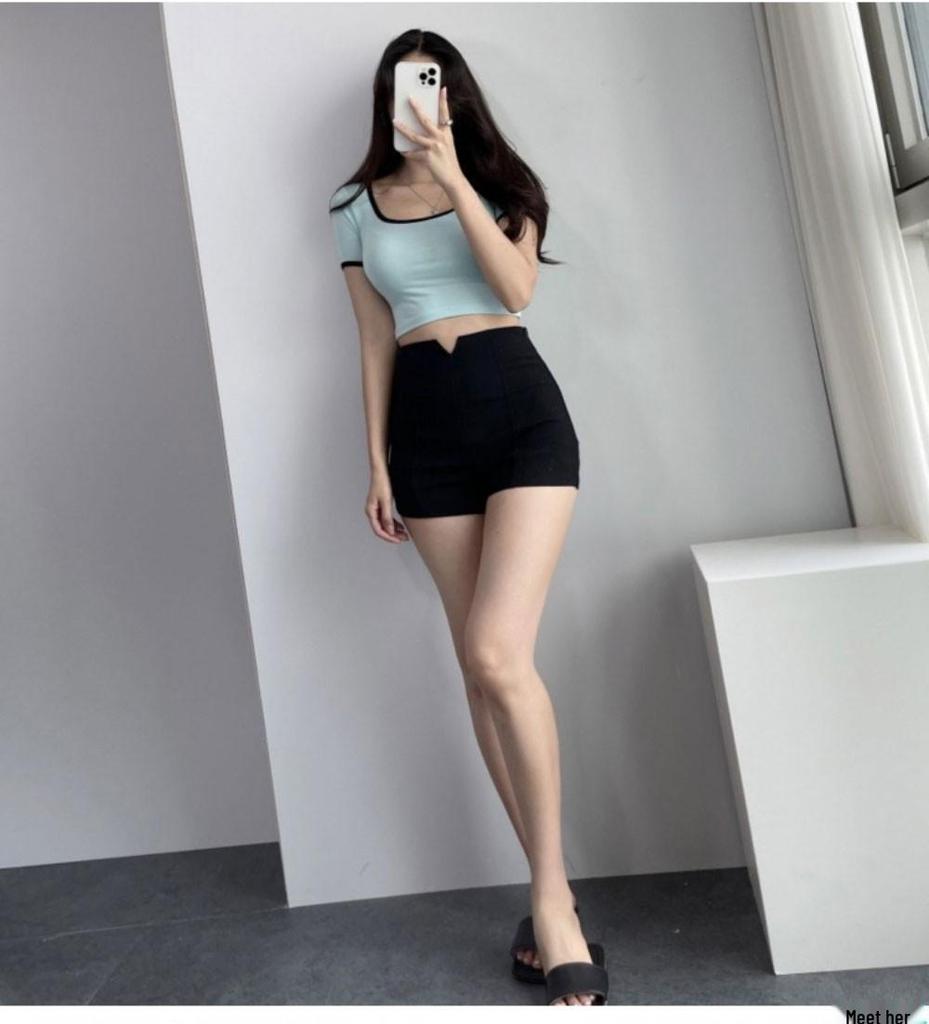 2024 Women's Summer Petite High Waist Slimming A-Line Black Suit Shorts
