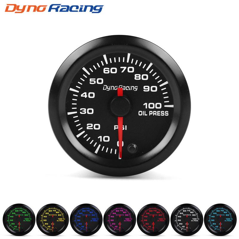 Dynoracing 2" 52mm 7 Farben LED Auto Öldruckanzeige 0-100PSI Öldruckmesser Hochgeschwindigkeitsmotor Mit Sensor BX101491