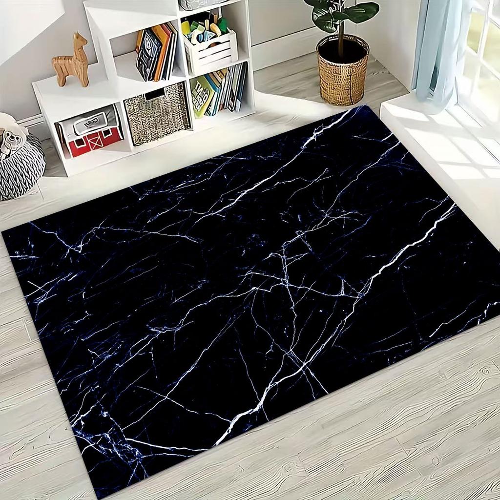 2026 Luxurious Marble Black Green Gold Colorful Stone Texture Rug for Bedroom Living Room Sofa Home Doormat Decor,Non-slip Mat