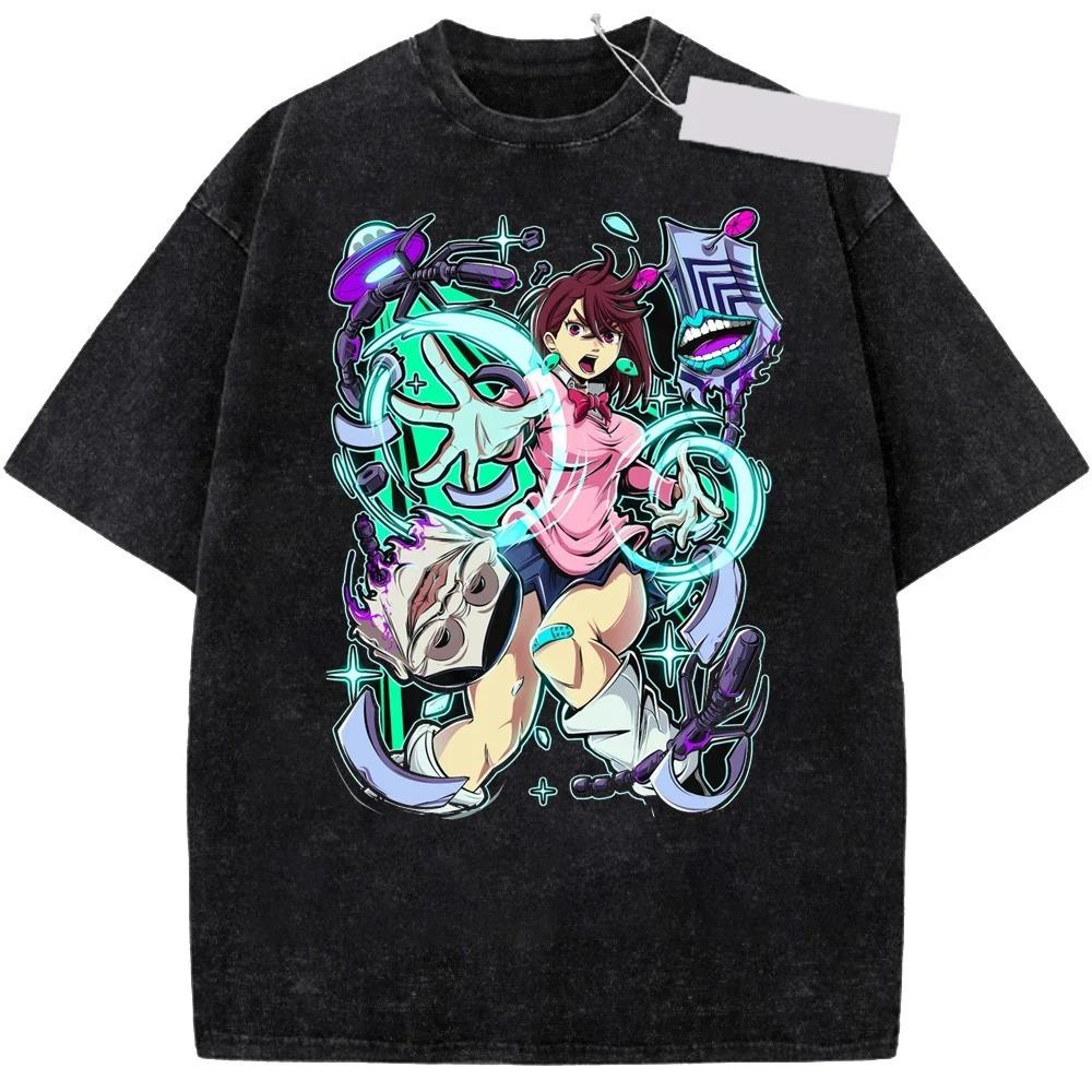 Japan Funny Anime Dandadan Okarun Ken Takakura Grarphic Print Tshirt Men Women Cotton Summer Retro Washed Casual Oversized Tops