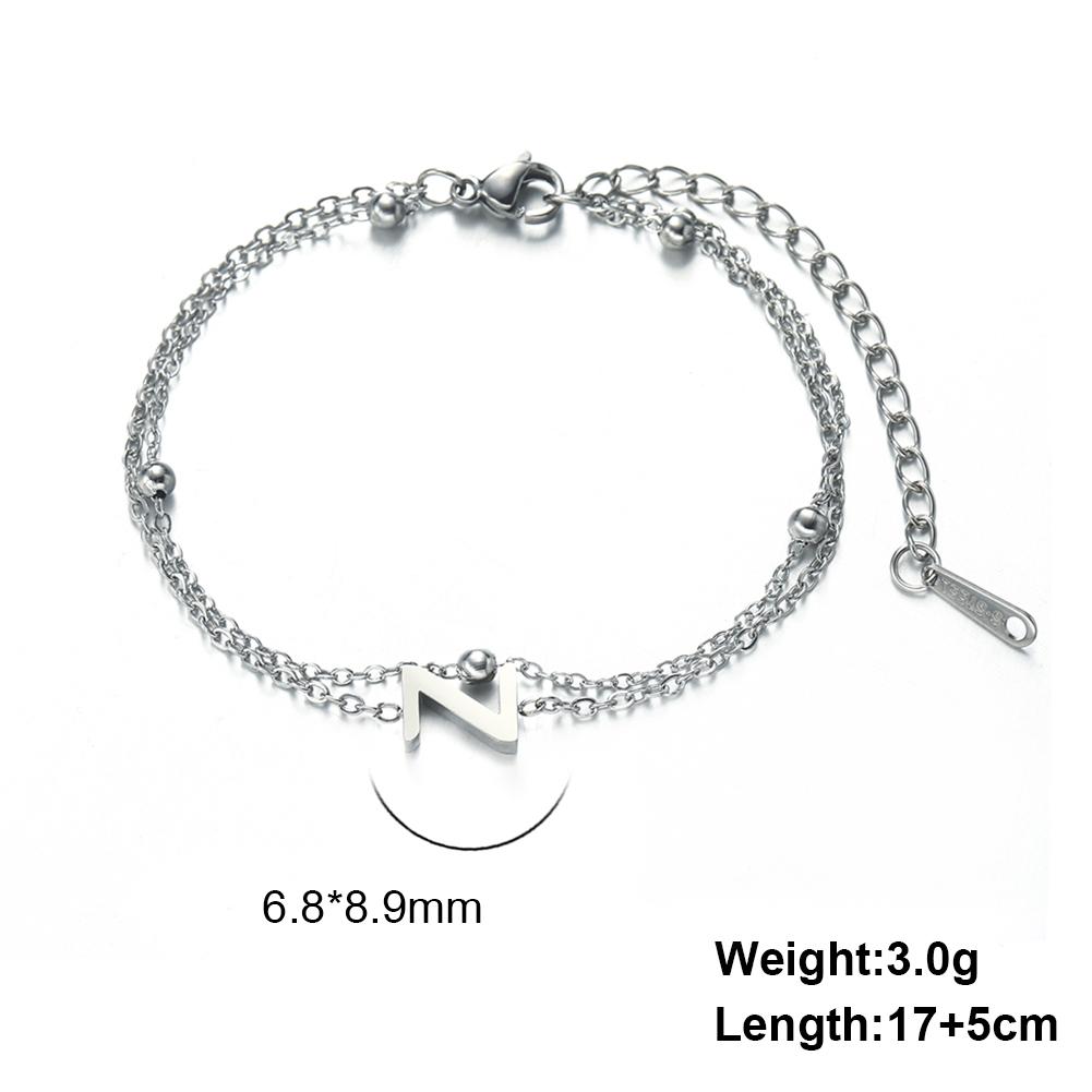 Dreamtimes 26 Alphabet Letter Charm Bracelet Silver Color Chain Initial Bracelets For Women Jewelry Adjustable Birthday Gift