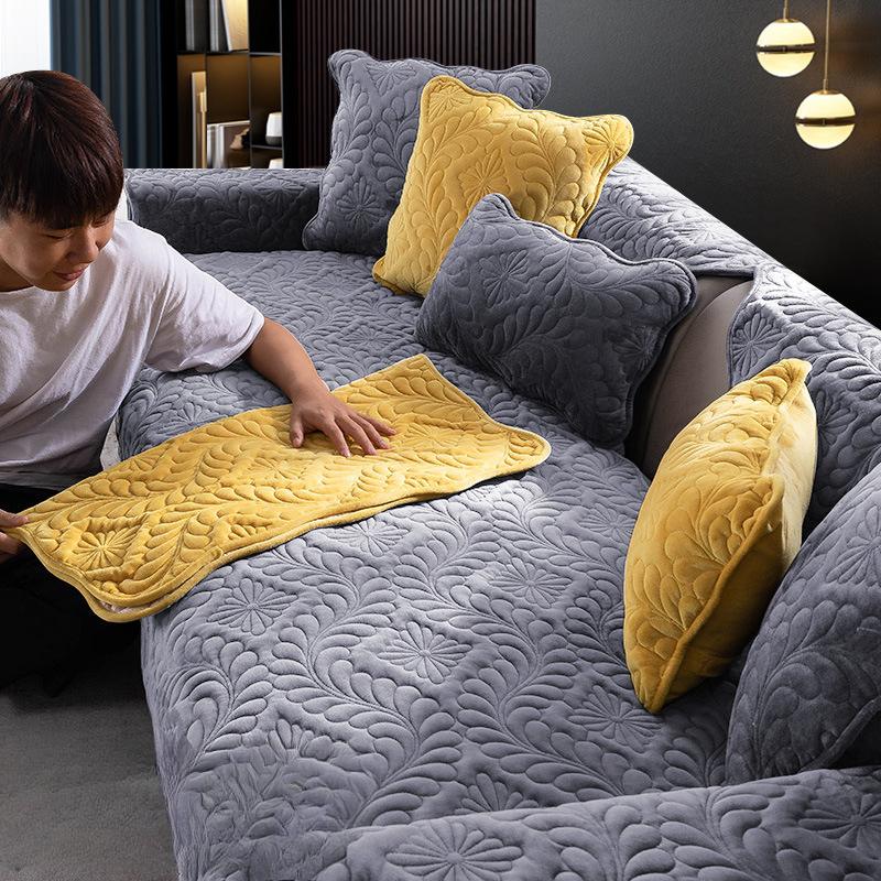 Plush Sofa Cushion Winter Cover Cushion All-inclusive Non-slip Household European Sofa Cover All-season Universal Seat Cushion