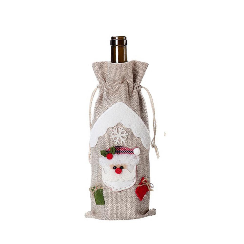 

2pcs Portable Red Wine Bottle Cover Santa Claus Snowman Elk Wine Pouch Gift Party Favors Santa Claus