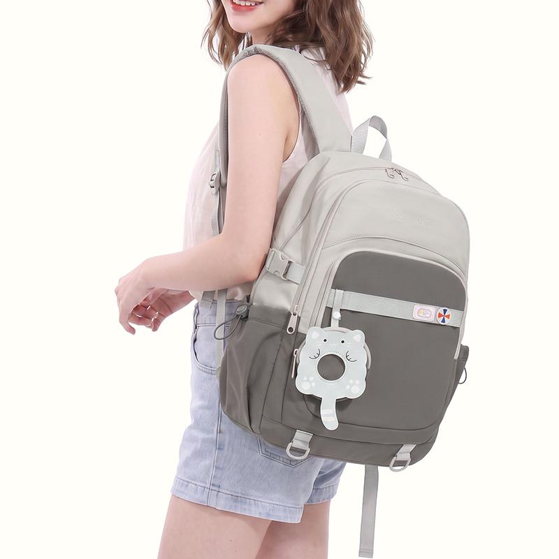 Cute Pink School Backpack with Front Pocket Casual Daypack for Girls Students Daily Use