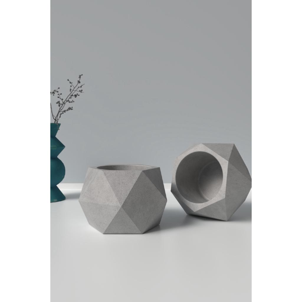 Decorative Geometric Concrete Flower Pot Silicone Mold