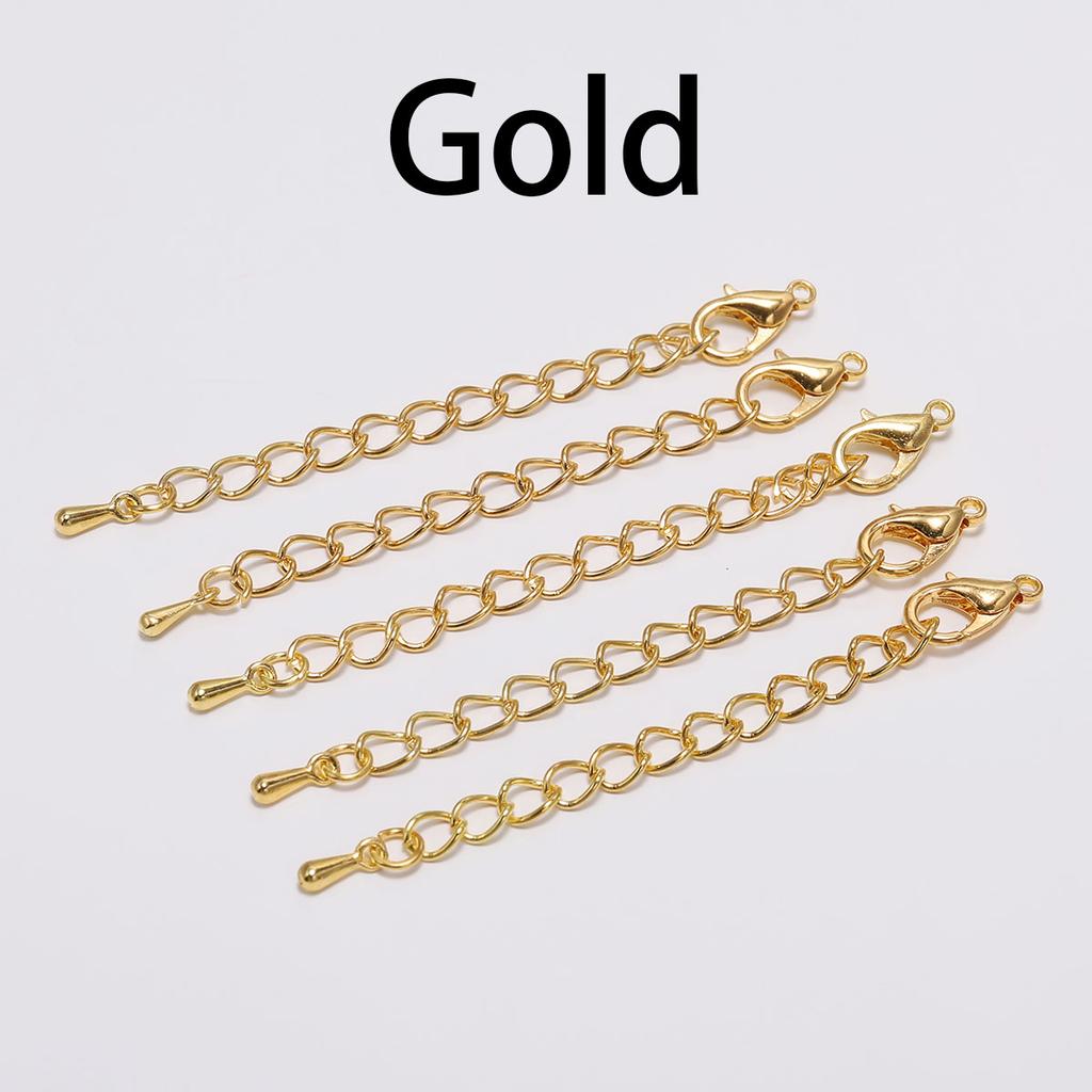 10/20pcs 50 70mm Tone Extension Tail Chain Lobster Clasps Connector For DIY Jewelry Making Findings Bracelet Necklace Supplies
