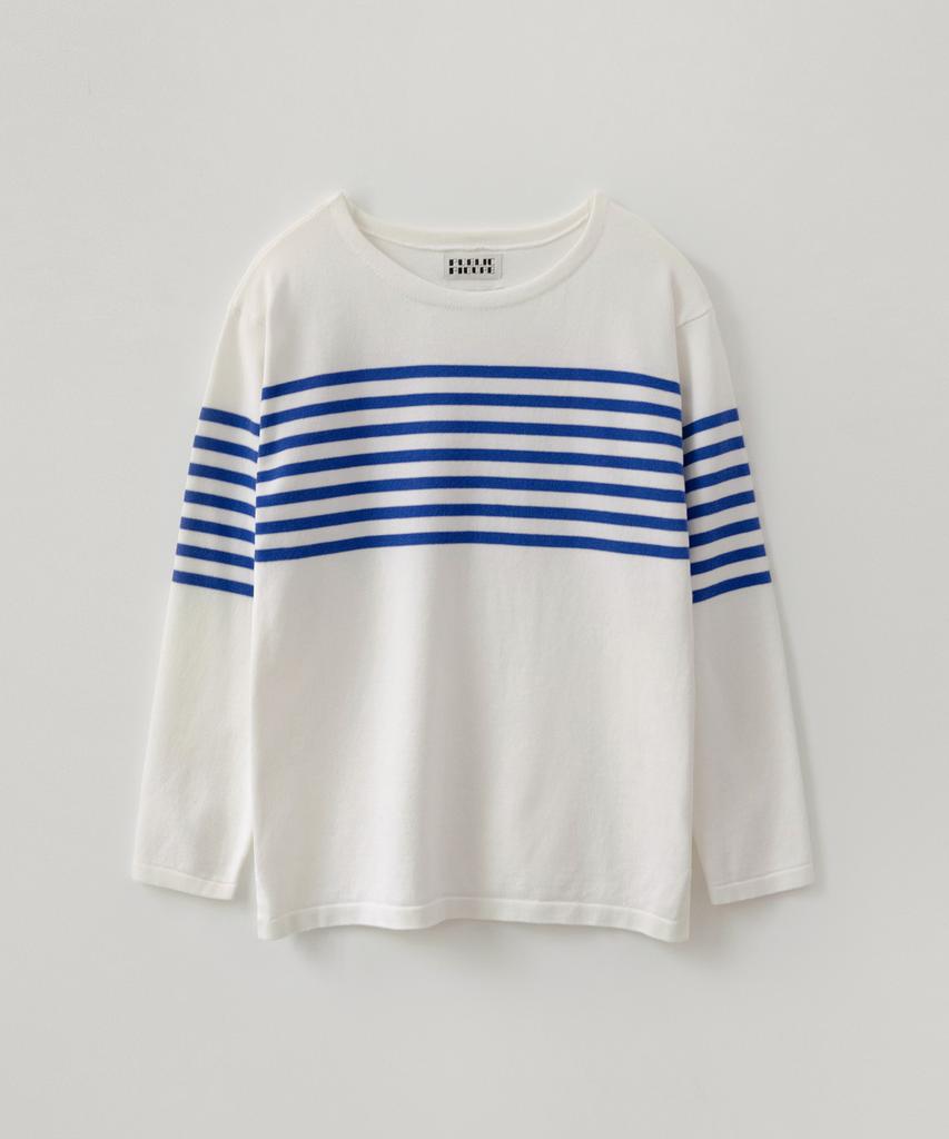 PUBLICFIGURE Essential Basque Shirt_Ivory/Blue