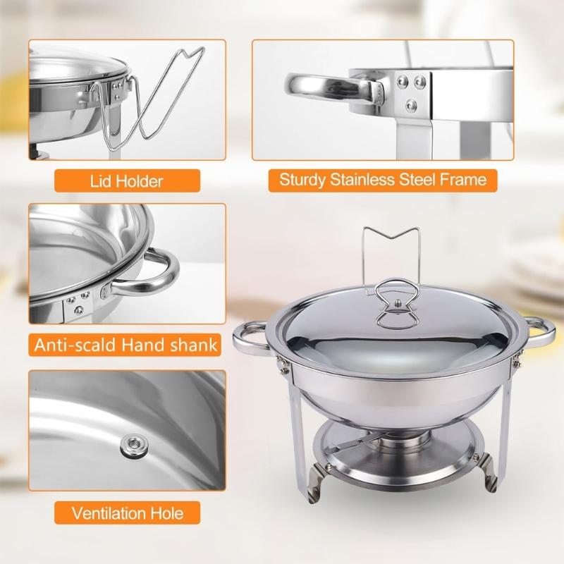 Insulated 4.5L Capacity Nonrust Steel Food Warmers Dish For Professional Catering Banquets Or Home Dining