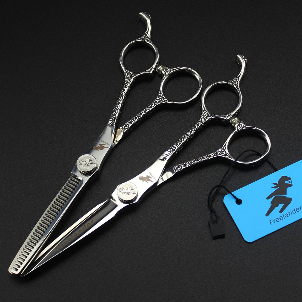 6.0 Inch Zb-01 Freelander 440C Straight Flower Handle, Hair Scissors, Hair Scissors, Tooth Scissors, Thin Scissors