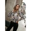 Zebra Print Women's Shirt Long-sleeved Lapel Shirt