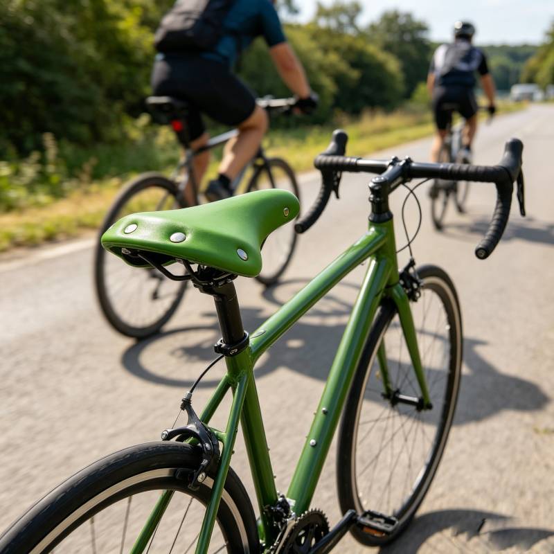 Classic Retro Bike Saddle Green With Rivet Accents Durable Padded Seat For Commuters