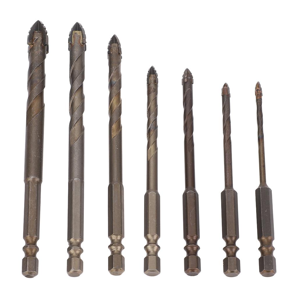 7 Stück Mauerbohrer Set Sechskantschaft Betonbohrer für Zement Glas Holz Fliese Ziegel 312mm