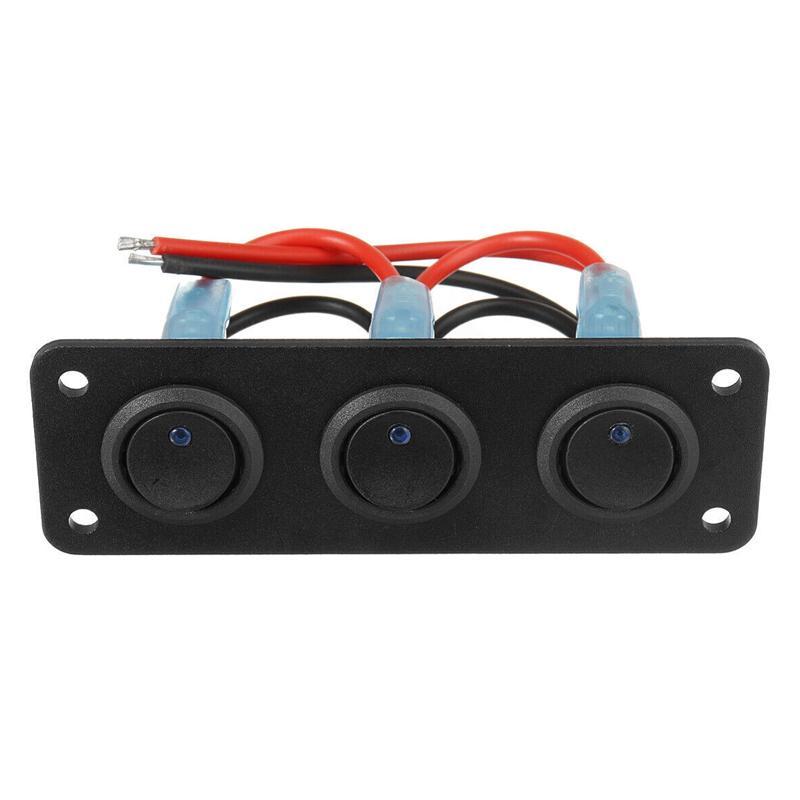3Gang Blue LED 12V Toggle Rocker Switch Panel For Car Boat Marine RV Truck