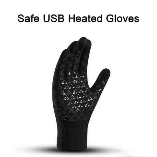 Electric Heated Gloves USB Winter Warm Gloves Knitted Touchscreen Mittens for Outdoor Cycling Skiing