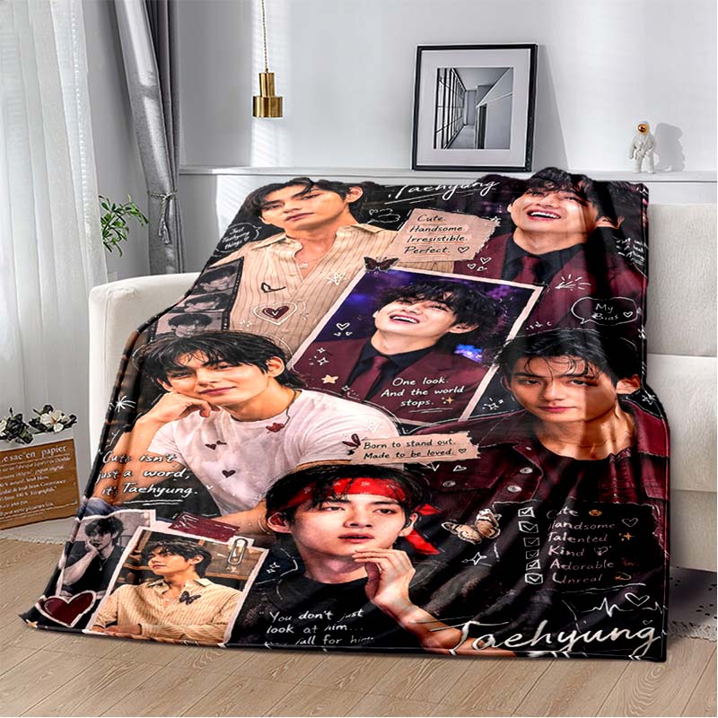 BTS Jungkook Black White Stage Collage Flannel Throw Blanket Soft Warm Sofa Bed Cover For Kpop ARMY Fans Bedroom Decor Gift