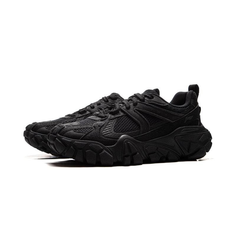 Li Ning Dune Retro Thick Sole Comfortable Shock Absorbing Non-Slip Wear-Resistant Breathable Low-Top Casual Shoes Men Sneaker Black AGCU379-5