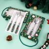 Christmas Tableware Set, 304 Stainless Steel Cutlery Set, Ceramic Handle, Luxury Dining Tableware, Christmas Dinner Set, 3Pcs