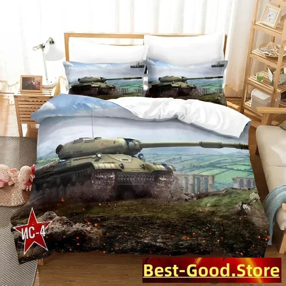 Top 2023 Game World Of Tanks Bedding Set Single Twin Full Queen King Size Bed Set Adult Kid Bedroom Duvetcover Sets