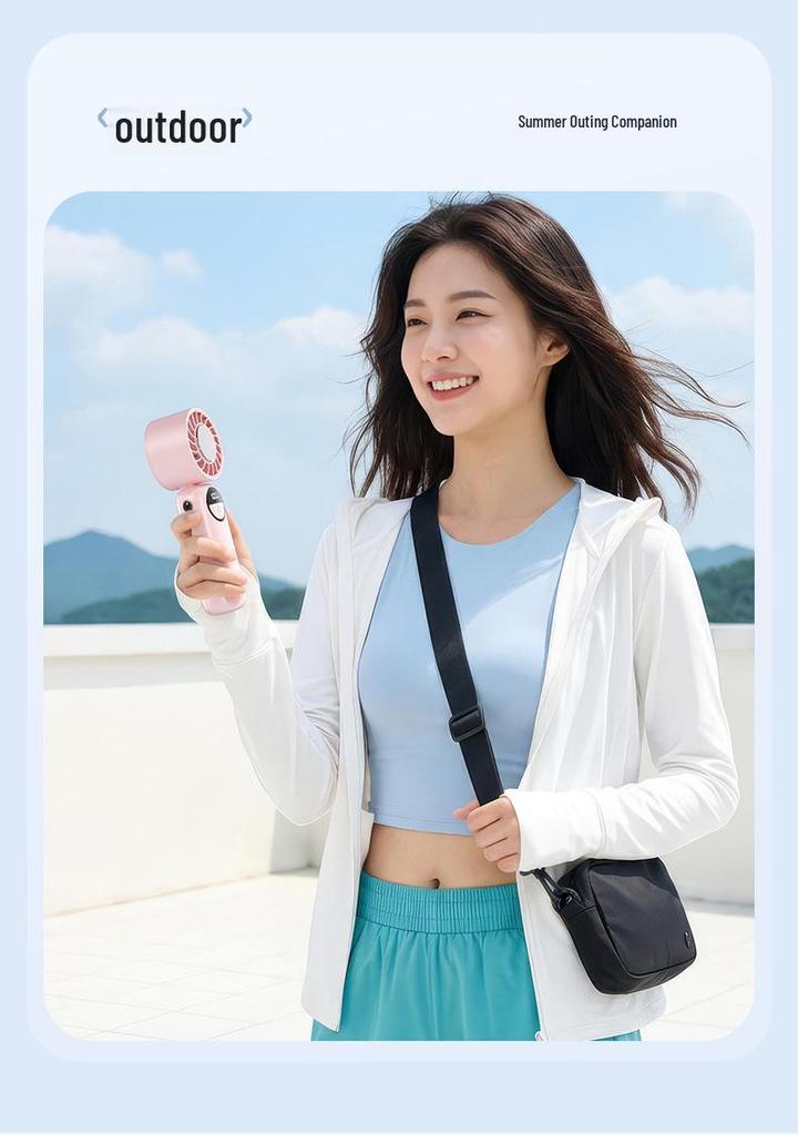 High-Speed Semiconductor Refrigeration Handheld Fan with Foldable Neck Strap and Ice Pack