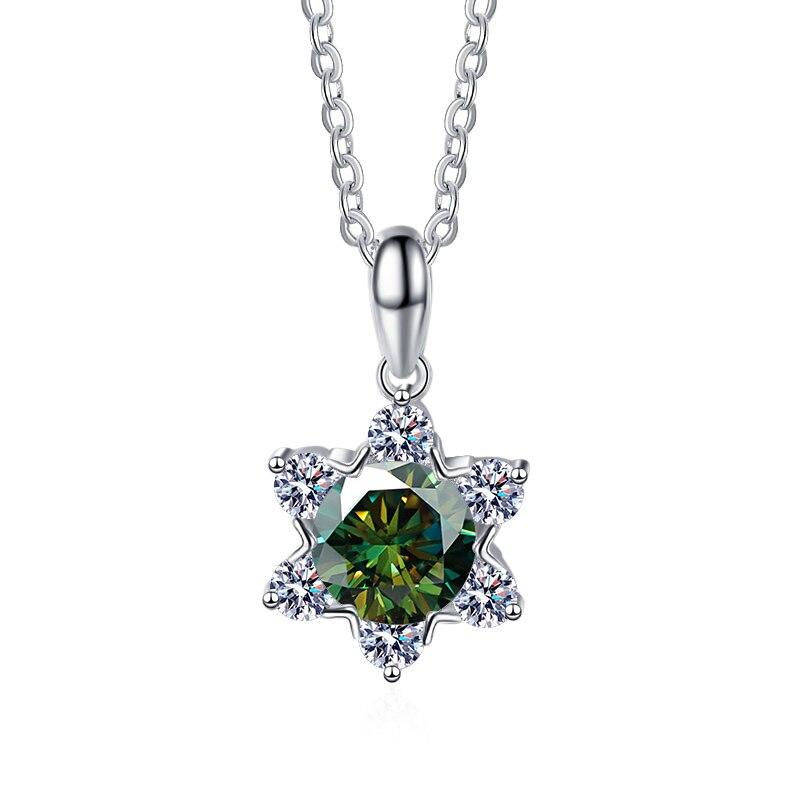 Bague Ringen 100% 925 Silver Fine Necklace 1 Carat Moissanite Classic Snowflake Pendant For Women Wedding Fashion Jewelry Gifts