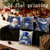 Home Decor Christmas Blue Patterned Pillow Covers Set Pattern Cushion Cover Suitable for Sofa Bedroom Car Pillow Cover