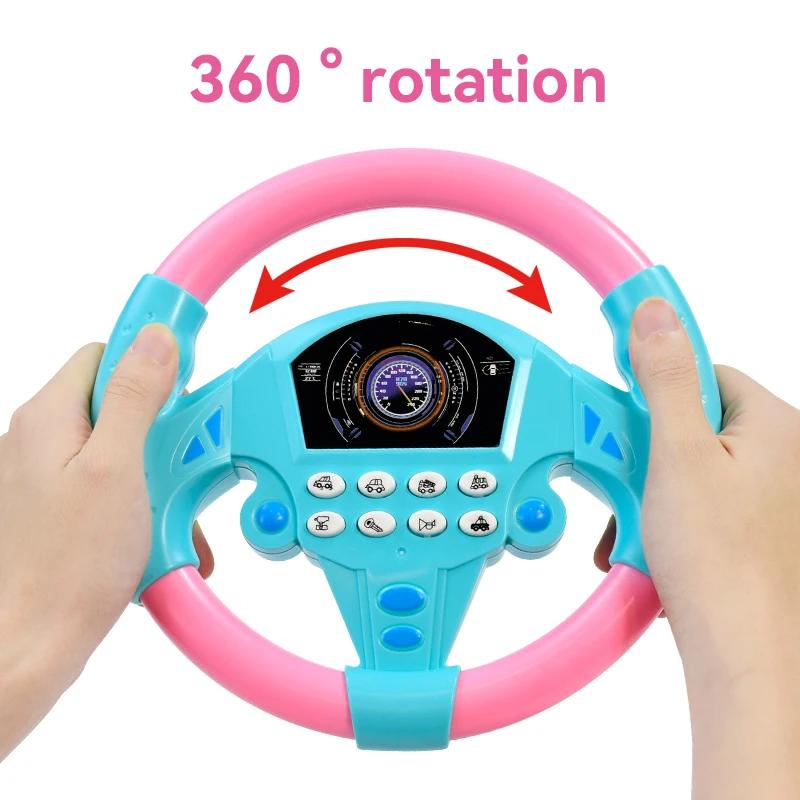 Eletric Steering Wheel Toy with Light Sound for Baby Kids Educational Portable Simulated Driving Steering Wheel Vocal ToysToys