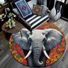 Elephant Mandala Round Area Rug,Carpet Rug for Living Room Bedroom Sofa Playroom Decor,Non-slip Floor Mat