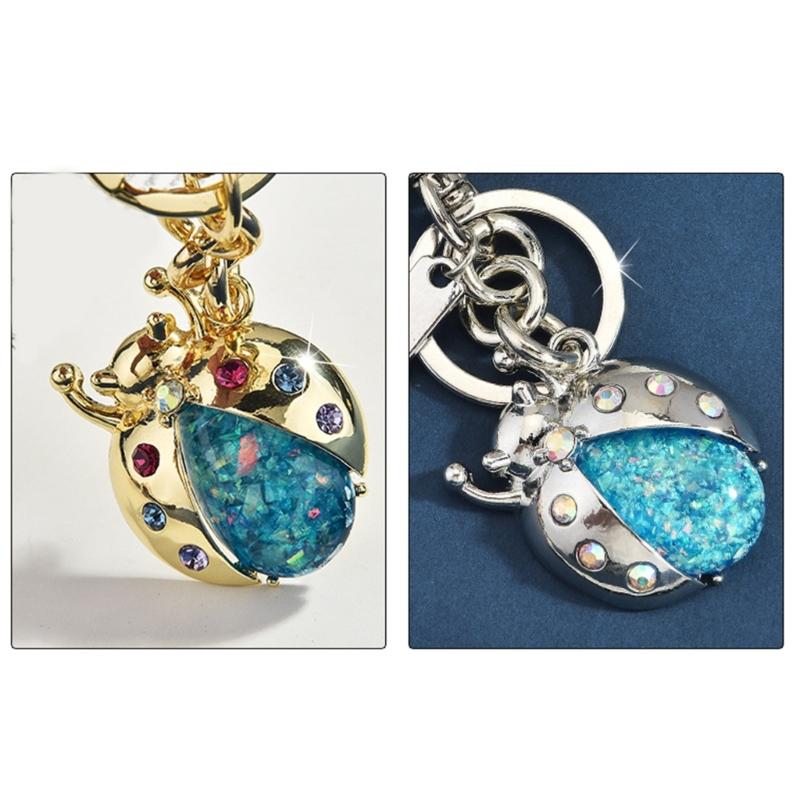 Stylish Ladybugs Keychain With Crystals Rhinestones Alloy Designs For Trendy Accessories