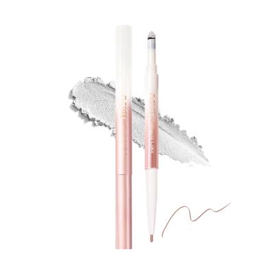INTOPOP Eyeshadow Pencil 2-in-1 Double-Ended: Tear Bag Liner, Highlight & Shadow Eye Makeup Pencil with Glitter, Long-lasting, Smudge-proof,