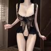 Sexy Lingerie Flame Sexy Lace Embroidered Onesie Hot Small Breasts Gather Seductive Women Hollow Open Pajamas