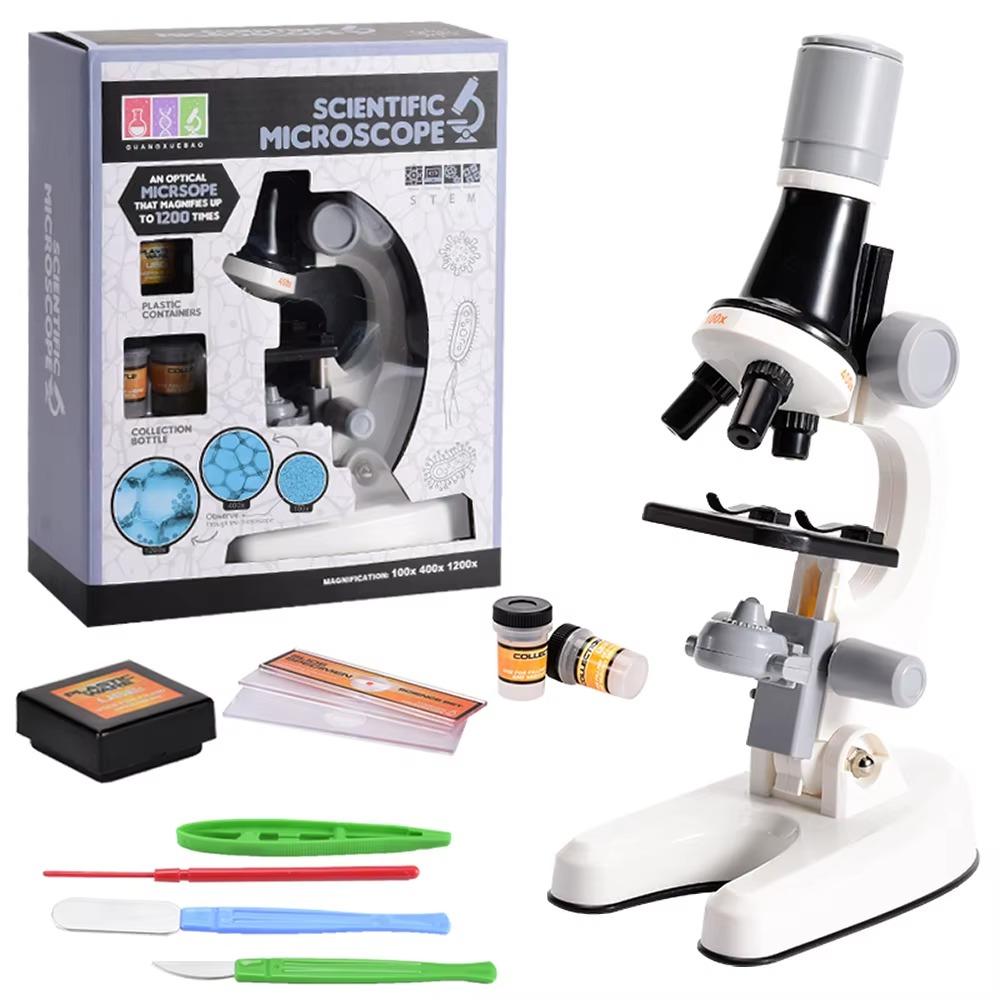 

Zoom Children Microscope Biology Lab Led 1200x School Science Experiment Kit Education Scientific Toys Gifts For Kids Scientist білий