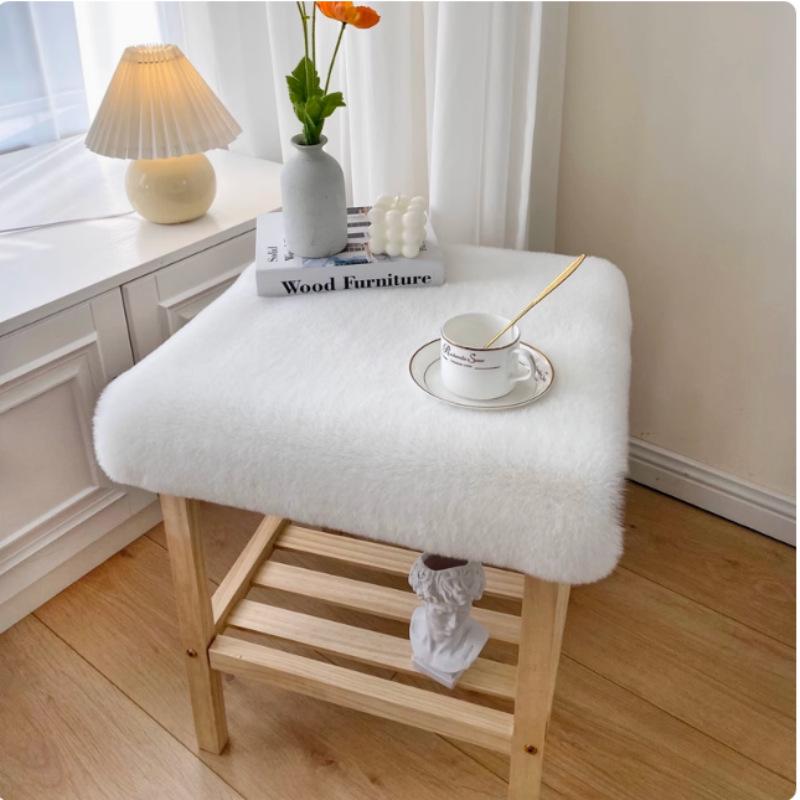 Rabbit Plush Dustproof Bedside Table Mat & Chair Cushion