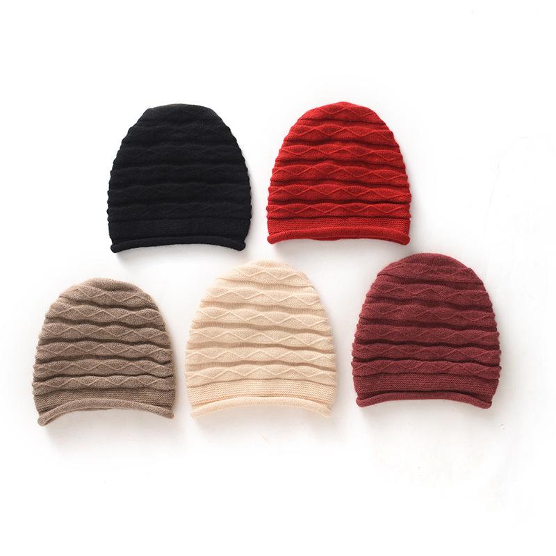 Autumn and winter cashmere knitted hat fashionable versatile thickened warm men's and women's cashmere ear protector wool hat