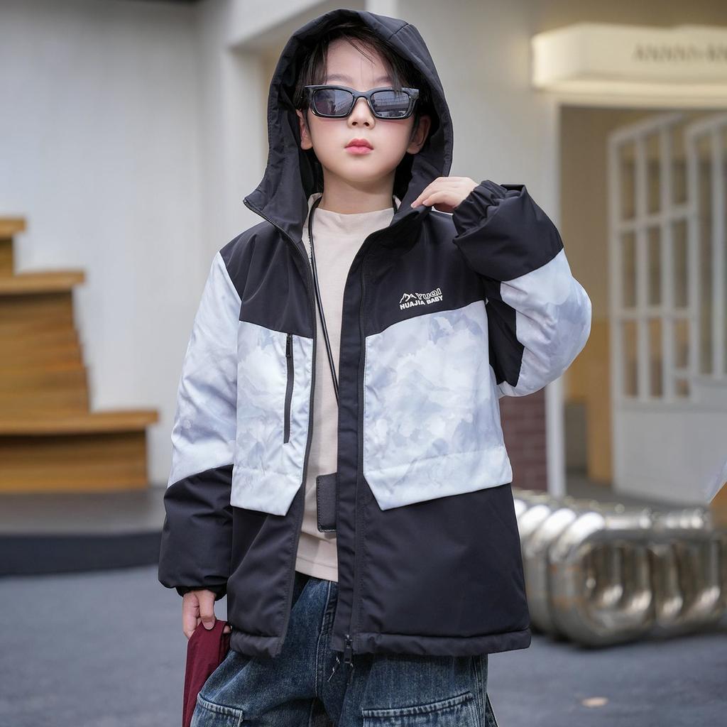 Boys' Thick, Fleece-Lined Parka: Winter Children's Hooded Cotton Coat
