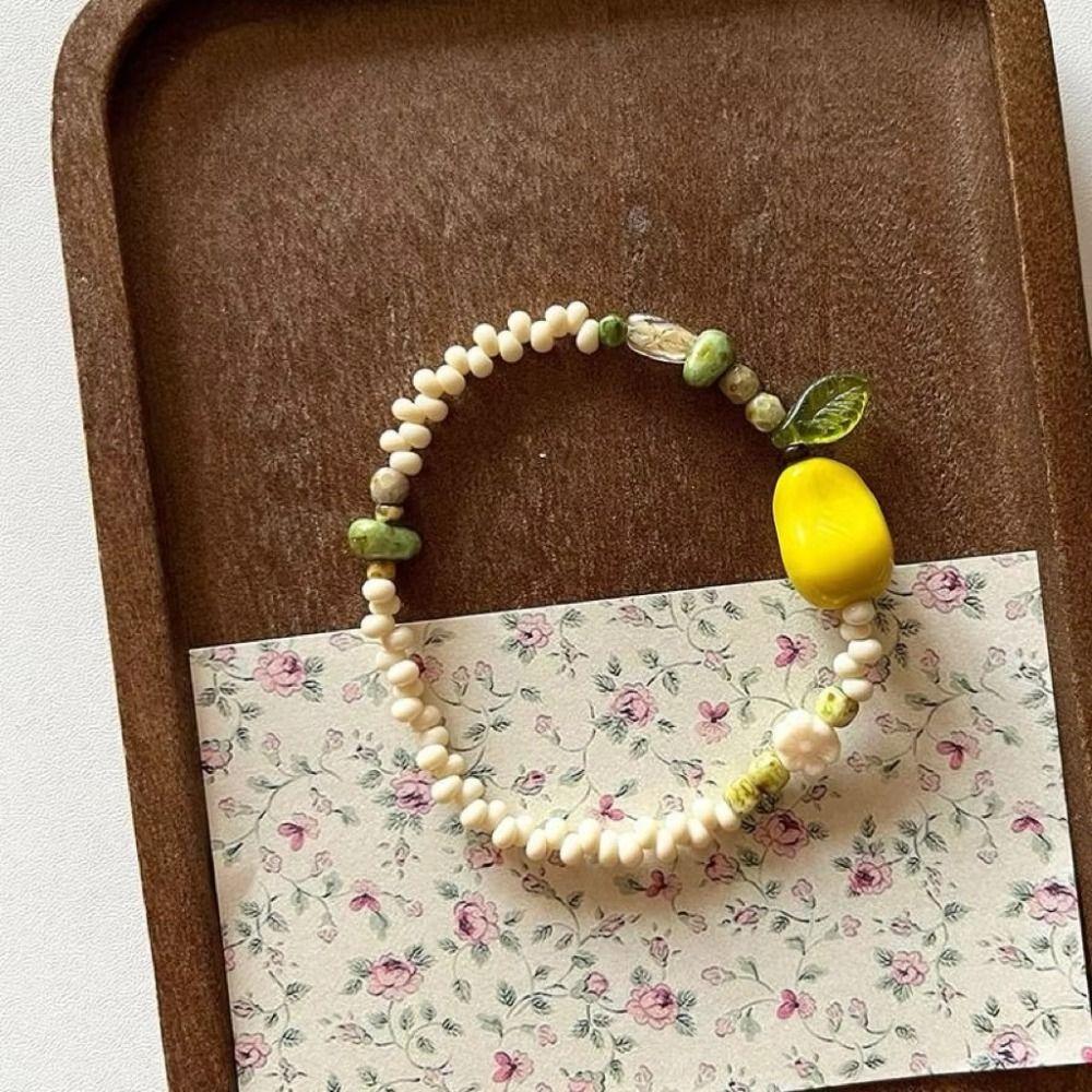 2pcs/set Exquisite Fruit Stacked Bracelet Sweet Bohemia Hand Chain Pear Bead Bracelet  Girls