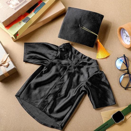 

2025 Костюм для випускного собаки Набір Шапка випускника для домашнього улюбленця з китицею та прання сукня Набір для собак котів Святковий аксесуар для вечірки на Хелловін S червоний