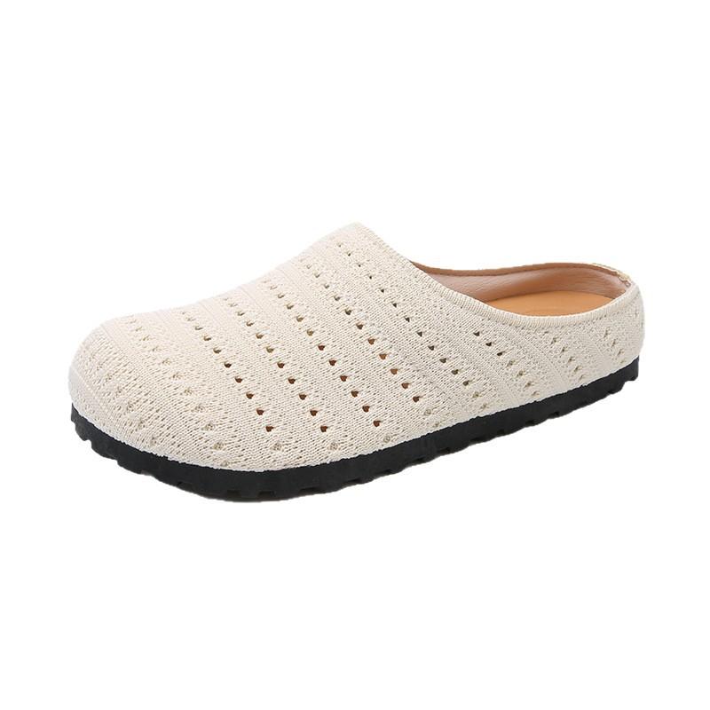 Niche hand-woven hollow breathable bag head slippers women's summer foreign wind thick-soled shoes