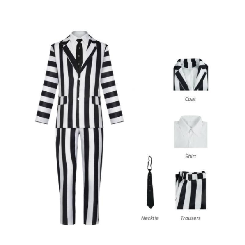 

Костюм для выступления косплей-набор персонажа фильма Битлджус черно-белый 3XL