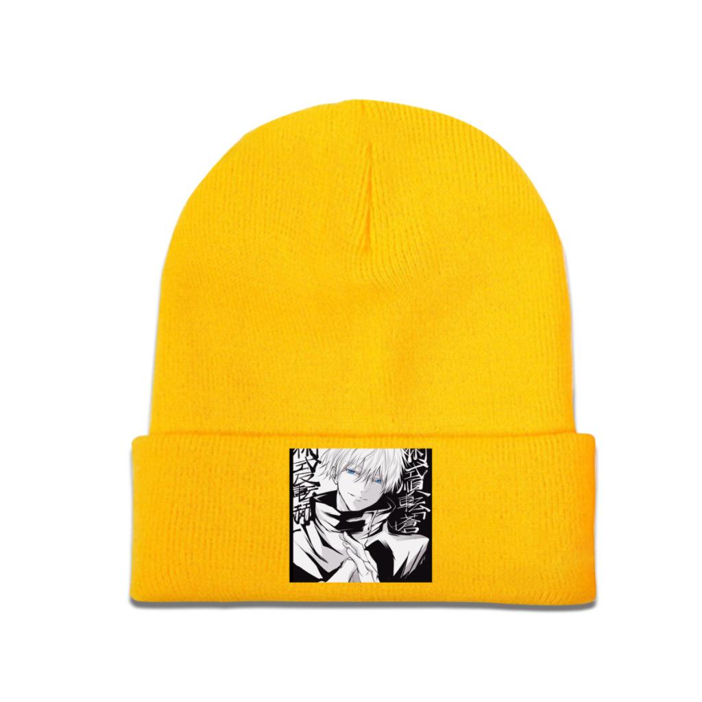 

Вязаная шапка Gojo Satoru, шапки, зимняя шапка, теплая полиэстеровая повседневная шапка для дзюдзюцу кайсен, аниме, шапки унисекс для женщин, подарок One Size