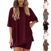 The New Summer Fashion Casual Sportswear Set Is In A Solid Color and Loose Fit