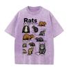 2026 Vintage Gewaschenes Beige Haustierratte Kollektion Grafik T-Shirt Nagetier Tier Retro Print Übergroß Lässig Kurzarm Tee