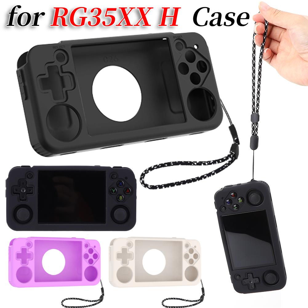 Silicone Protective Cover Case Anti-Scratch Shockproof Game Console Cover with Lanyard Bag for RG35XX H Handheld Game Console