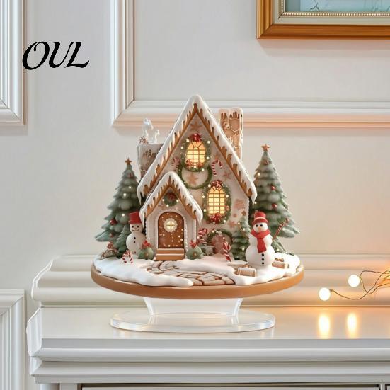 Indoor Holiday Display Pieces Acrylic Christmas Table Decor, Gingerbread House Tree Ornaments, Ornaments for Desk Waterproof Desktop Decorations