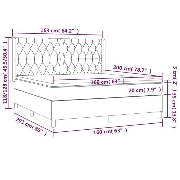 VidaXL Sommier à Lattes de Lit avec Matelas et LED, Lit Rembourré, Lit Double, Lit Adulte de Chambre à Coucher Intérieur, 3138566