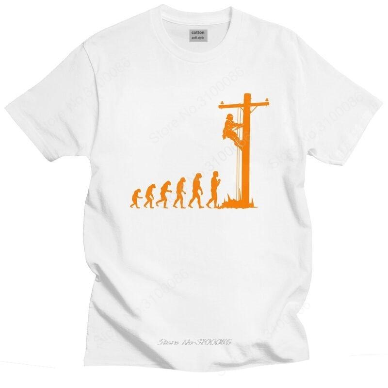 Trendy Unique Evolution Of Lineman T Shirt Short Sleeved Cotton Tshirt Leisure Funny Electrician Gift Tee Tops Graphic Tshirts S